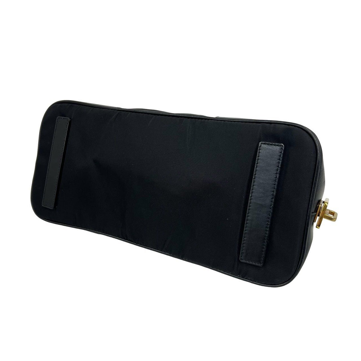 Prada Triangle Logo Tessuto Pocono Nylon Leather Shoulder Bag Black with Key — view 8