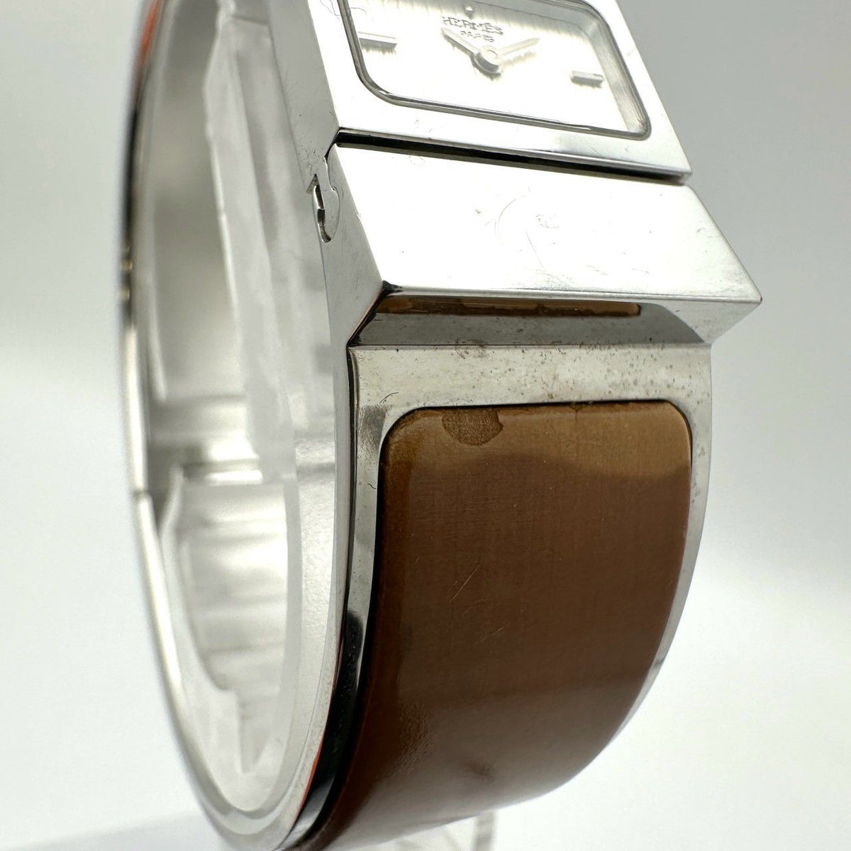 Hermes Loquet Watch Quartz Wood Brown Vintage — view 8