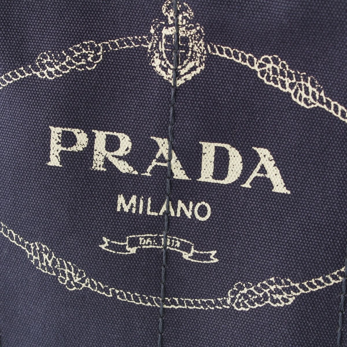 Prada Canapa Tote Canvas Logo 2-Way Shoulder Bag Navy Blue — view 8