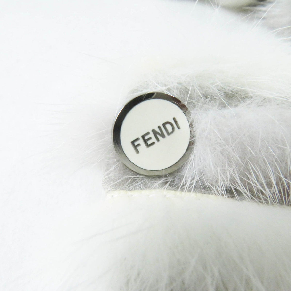 Fendi Mink Silk Shawl with Logo Button 2-Way Collarless Jacket Gray White 42 — view 8