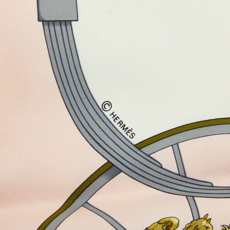 Hermes Carre 90 Spring Carriage Scarf Large Pink White — view 5