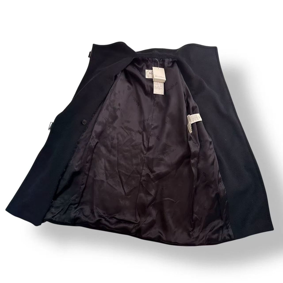 Max Mara Camel Belt Coat Stand Collar Black 36 — view 7