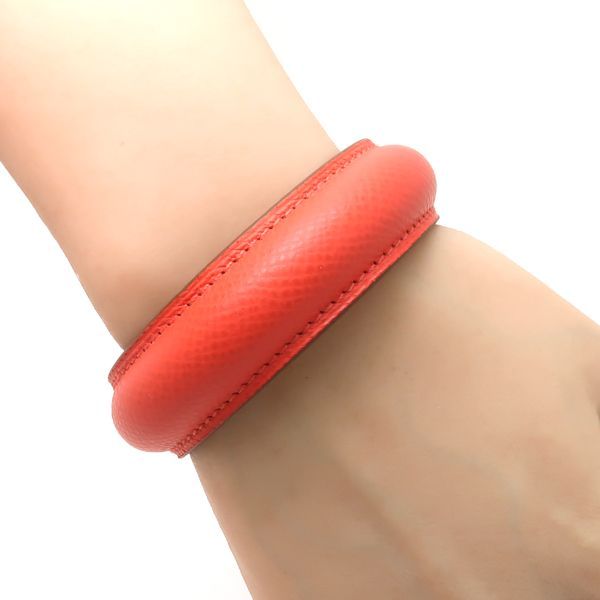 Hermes Leather Bangle Astral Bracelet S Pink Red — view 8