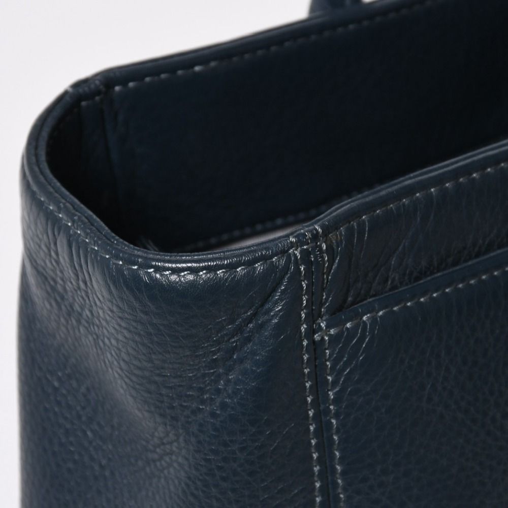 Chanel Executive Small Tote Bag CC Logo Caviar Leather Navy Silver — view 8