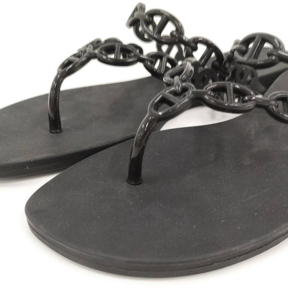 Hermes Chaine D'ancre Island Black Sandals — view 8