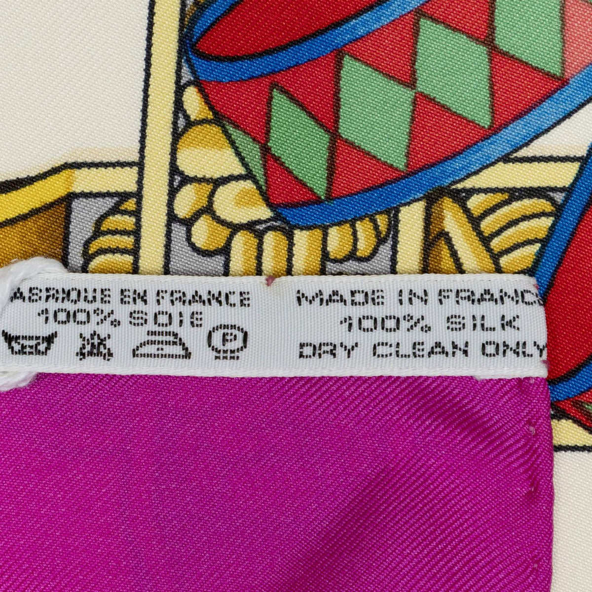 Hermes Scarf Fuchsia Ivory Goldtwill Silk — view 5