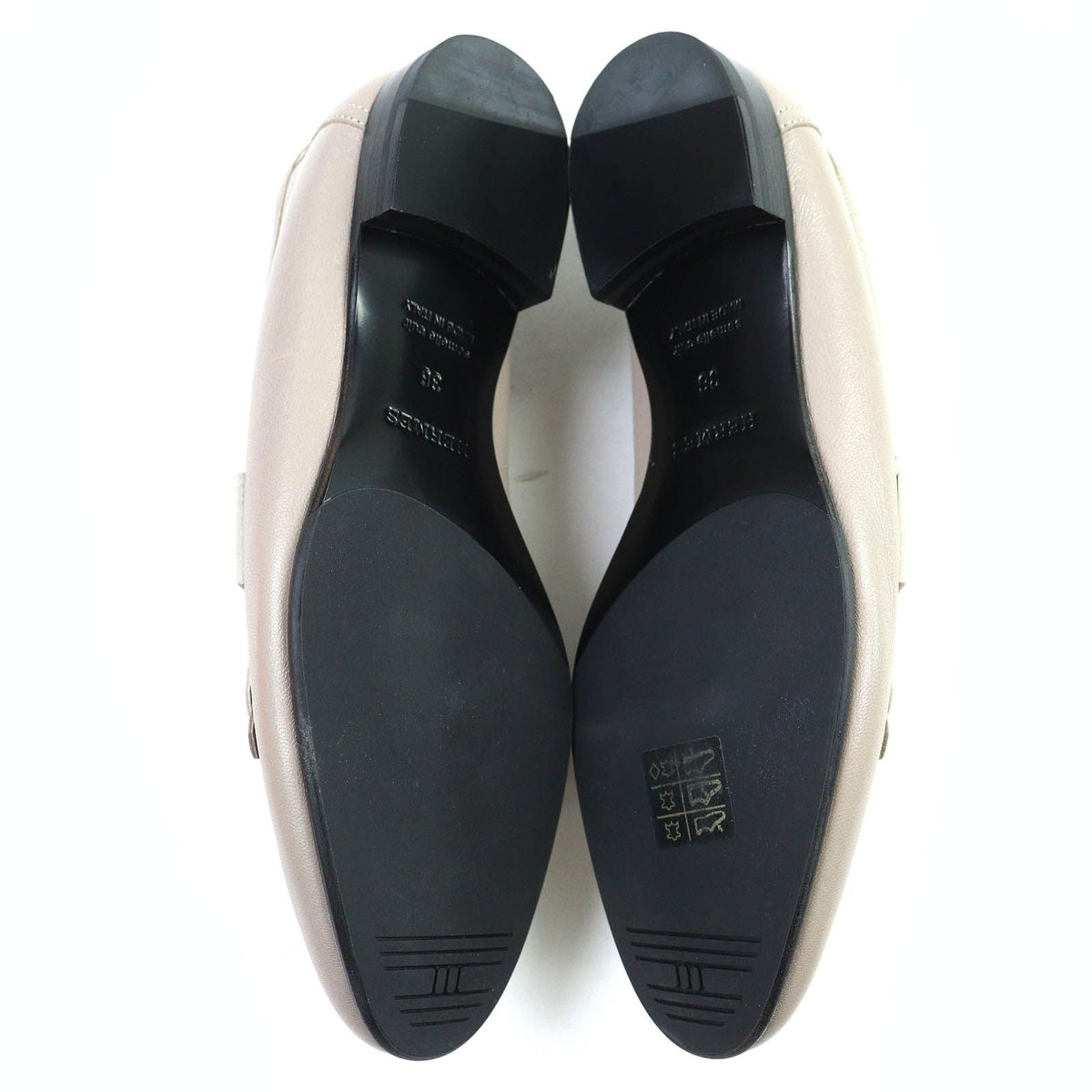Hermes Royale H Logo Moccasins Leather Loafers Beige — view 8