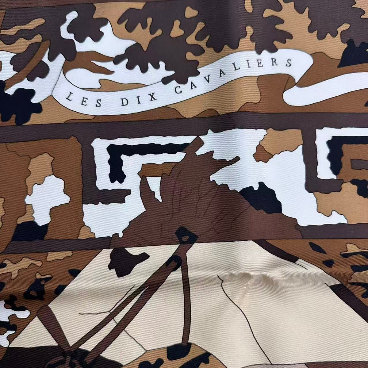 Hermes Carre 90 Scarf of les Dix Cavaliers Silk Brown — view 8