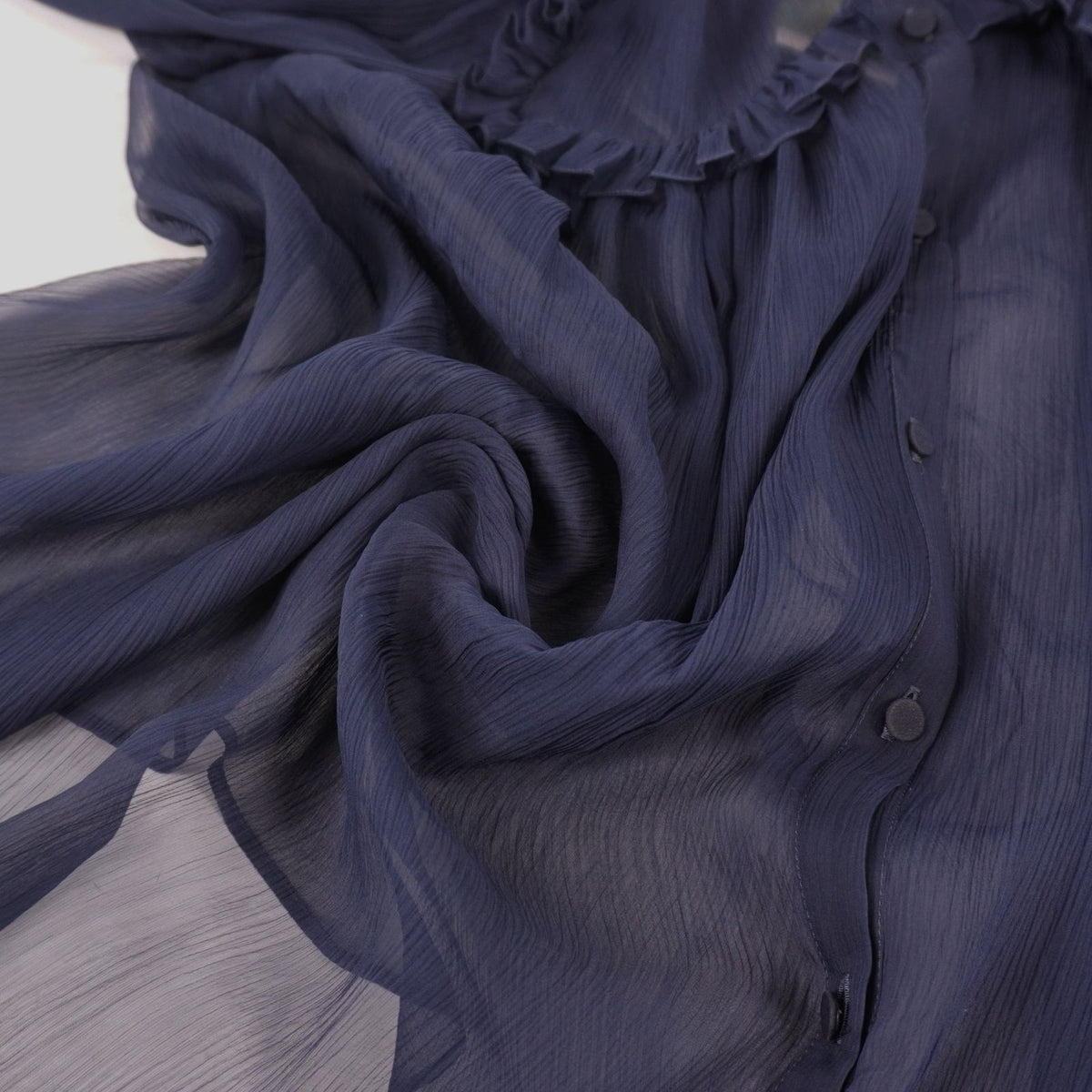 Gucci Shirt Blouse Sheer Silk Chiffon Long Sleeve Top Navy 48 — view 8