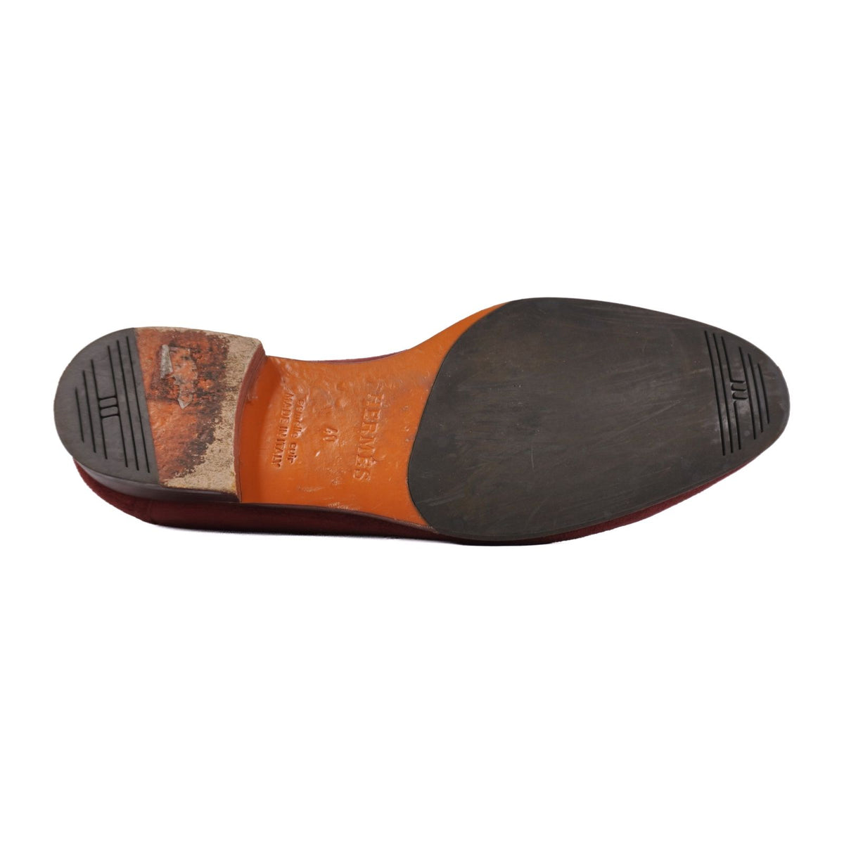 Hermes Loafers Moccasins Paris Constance H Logo Shoes Suede Red — view 8