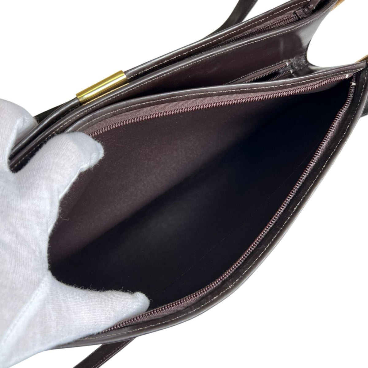 Dior Trotter Vintage Leather Canvas Brown Shoulder Bag Gold — view 8