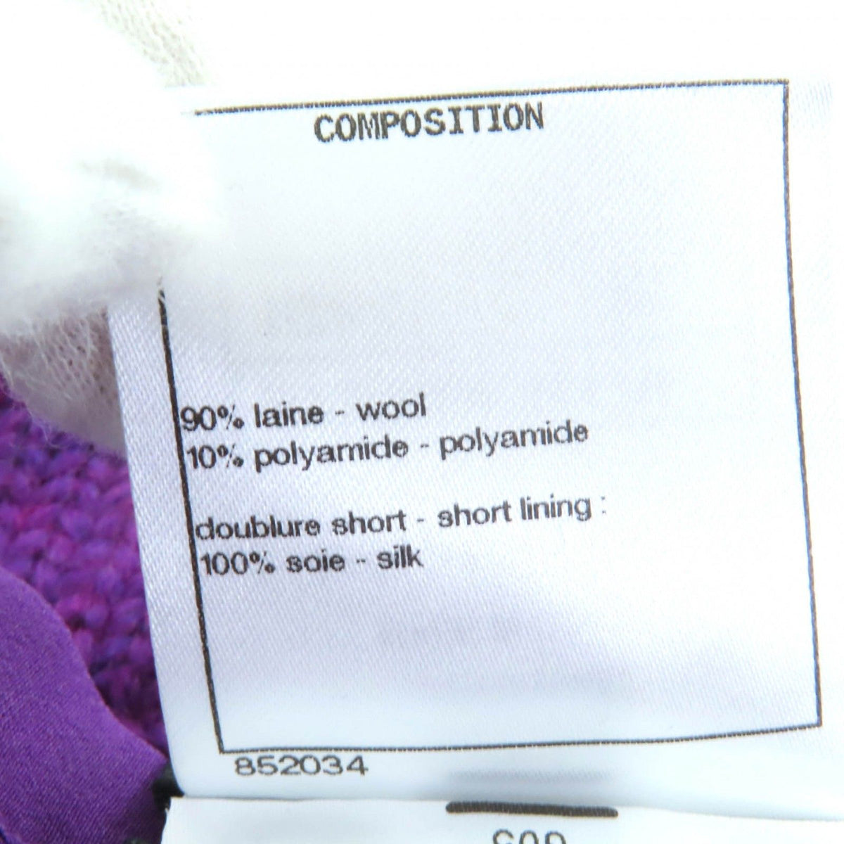 Chanel Stone CC Logo Button Wool Bermuda Pants Purple 36 — view 8