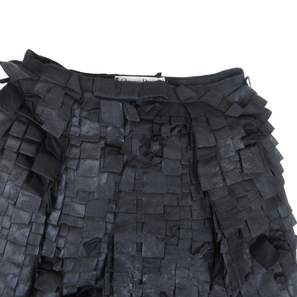 Dior Sample Silk Organdy Long Skirt Wrap Black 36 — view 8