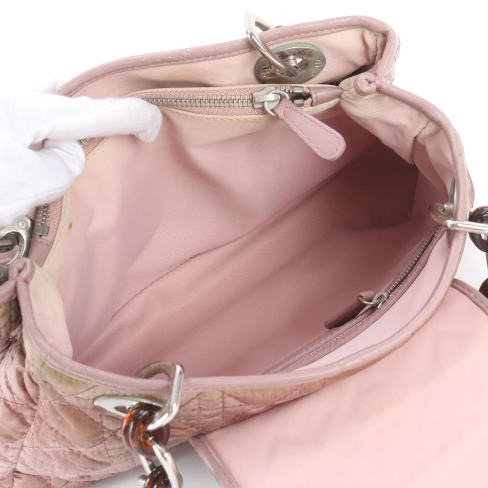 Dior Cannage Charming Rock Leather Handbag Tote Silver — view 8