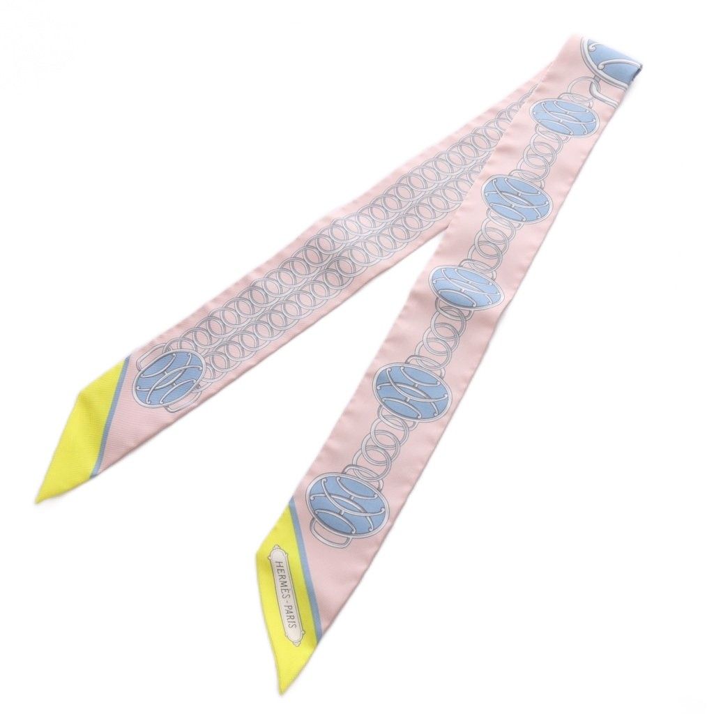 Hermes Twilly Scarf Lift Profile Silk Pink — view 5