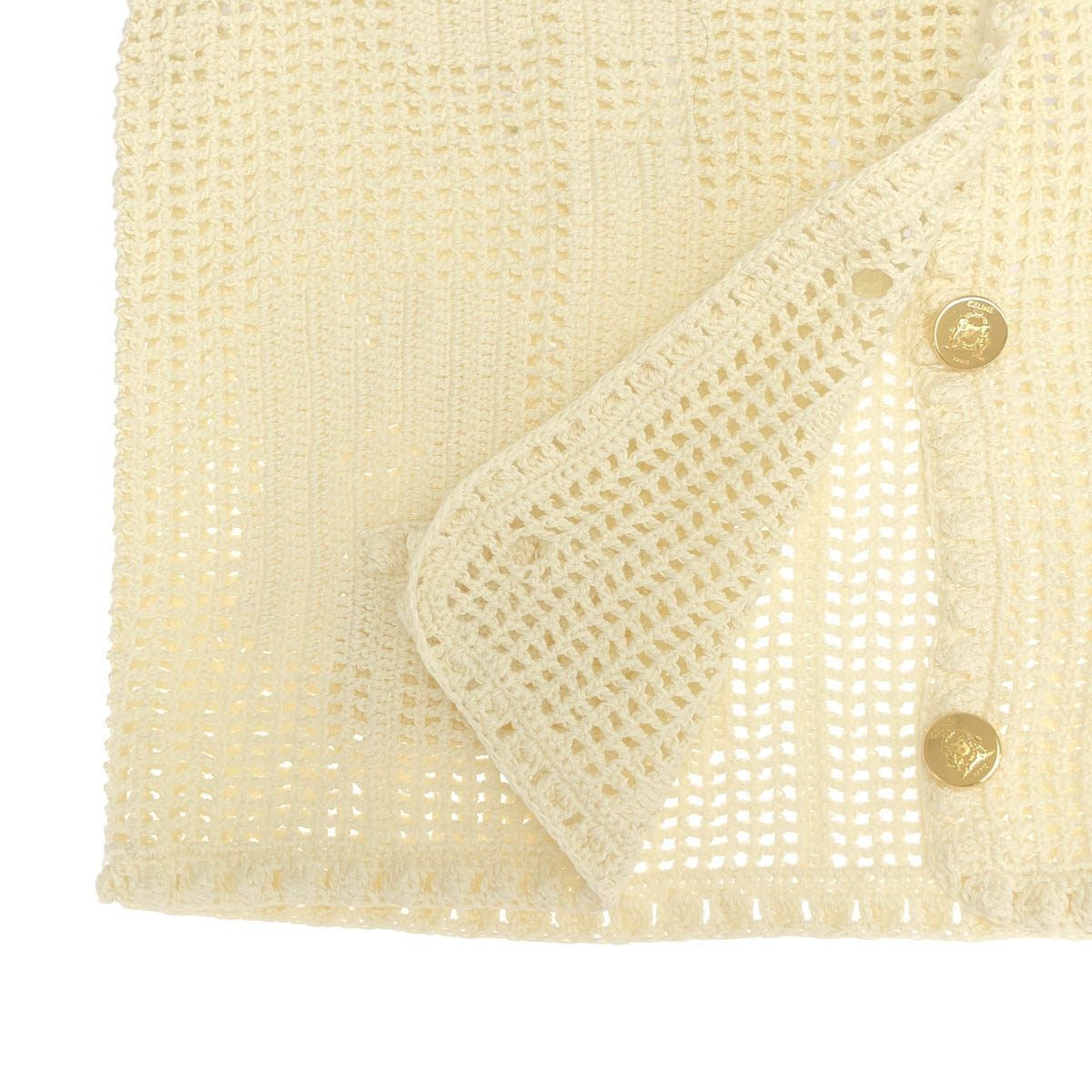 Celine Floral Hand Clochette Crew Neck Cardigan Jacket Ivory XS — view 6