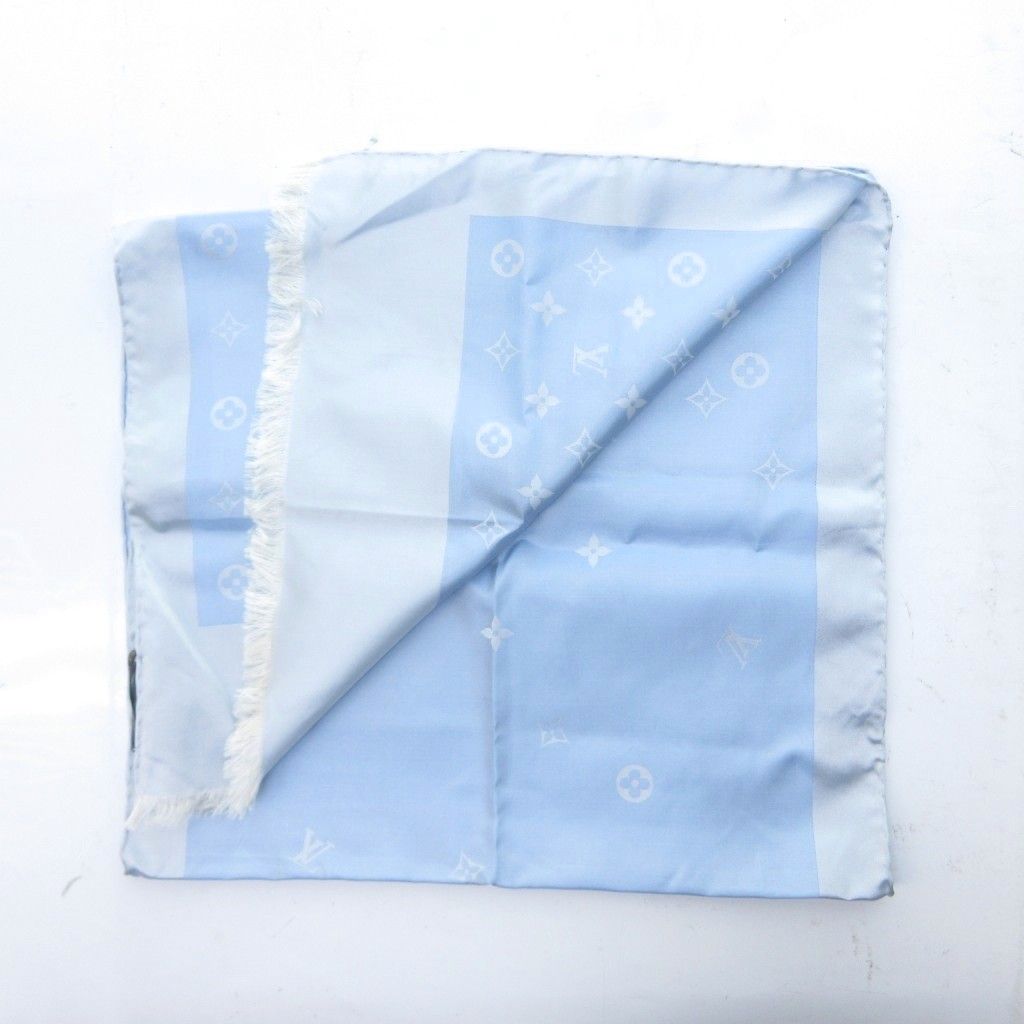 Louis Vuitton Shawl Echarpe Capri Silk Light Blue Scarf — view 4