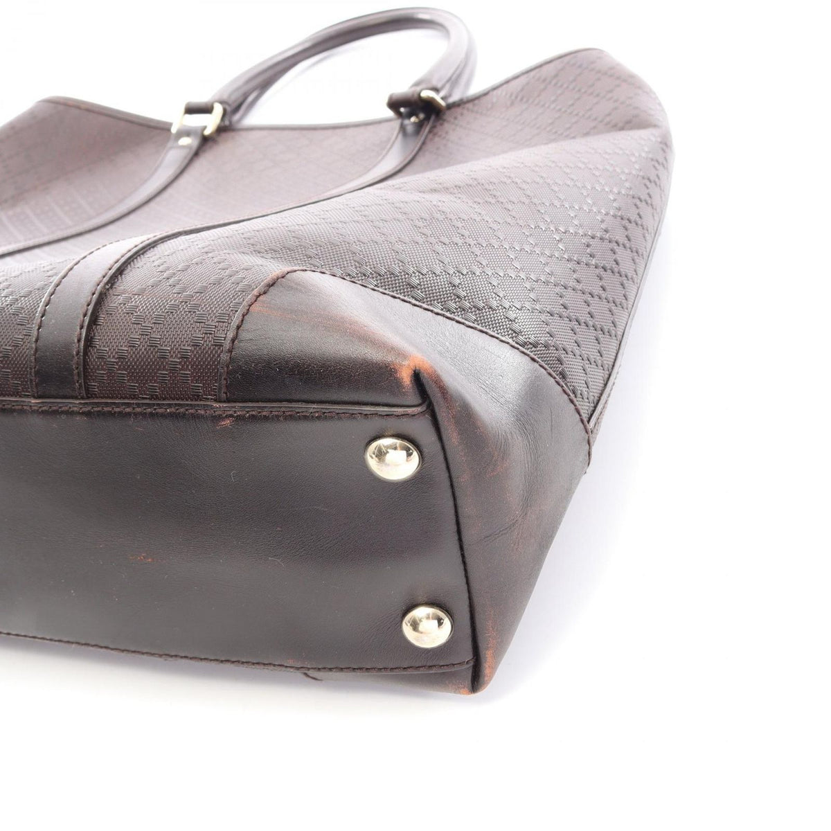 Gucci Tote Bag Diamante Dark Brown Leather — view 8