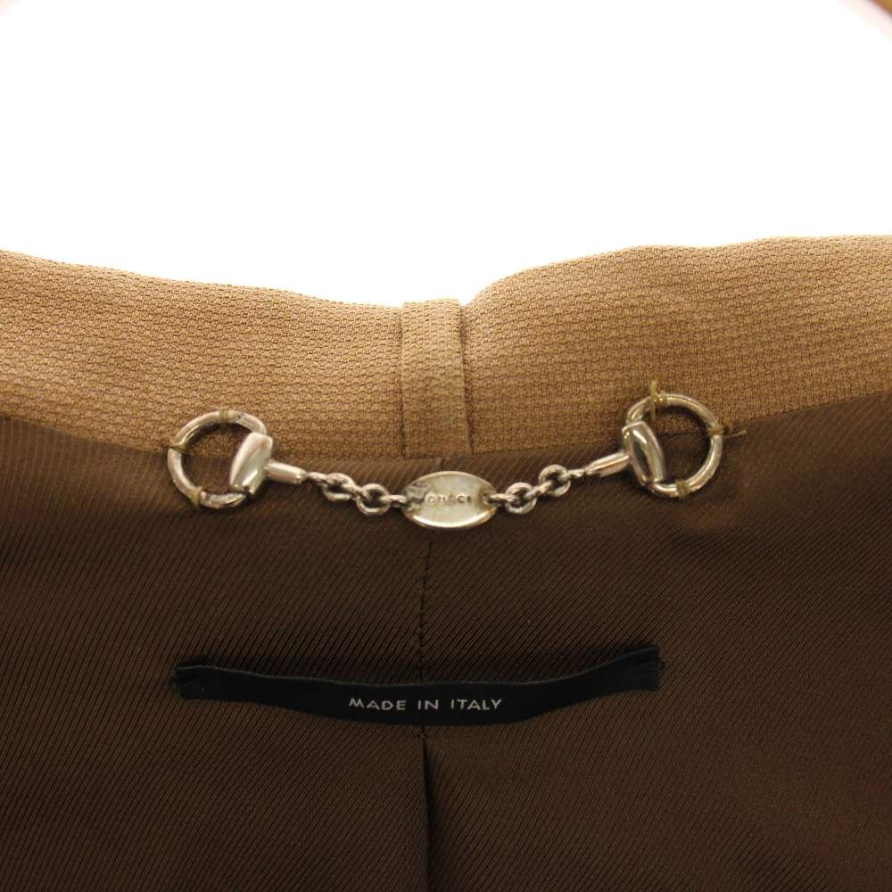 Gucci Collarless Jacket Belt Design Brown 36 — view 8