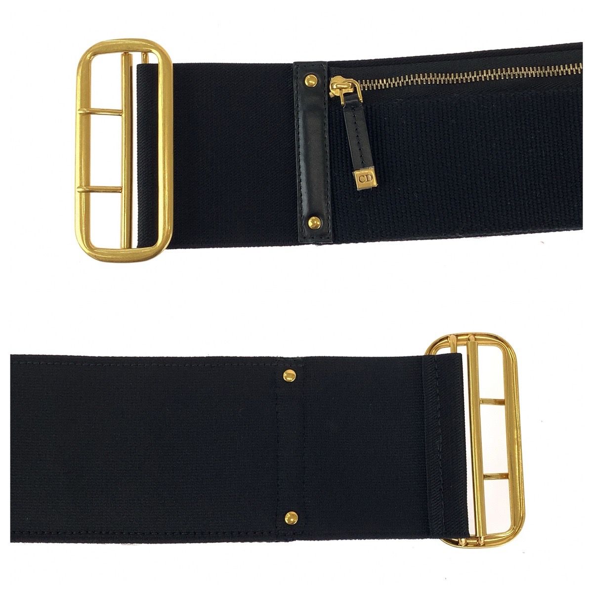 Dior Saddle Black Gold Fabric Leather Belt — view 8