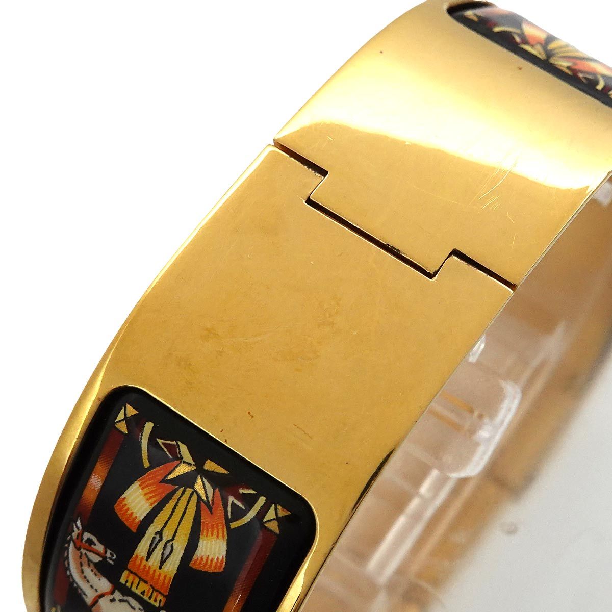 Hermes Loquet Bangle Watch Vintage Cloisonne Gold Quartz — view 6