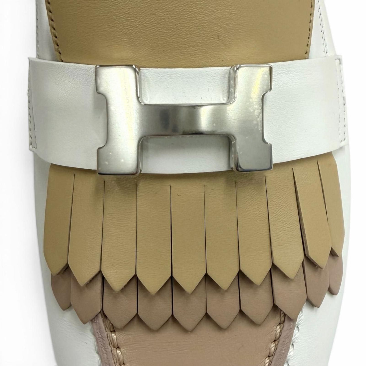 Hermes Moccasins Royale Silver H Fringe Leather Loafers — view 8