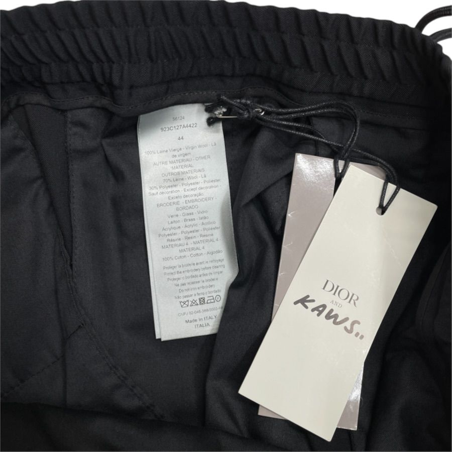 Dior Kaws Collaboration Jogger Pants Track Bee Embroidery Wool Rhinestone Black — view 8