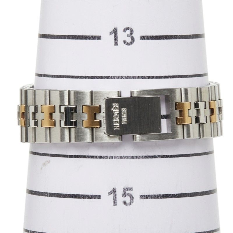 Hermes Clipper Watch White Silver Gold Stainless Steel — view 7