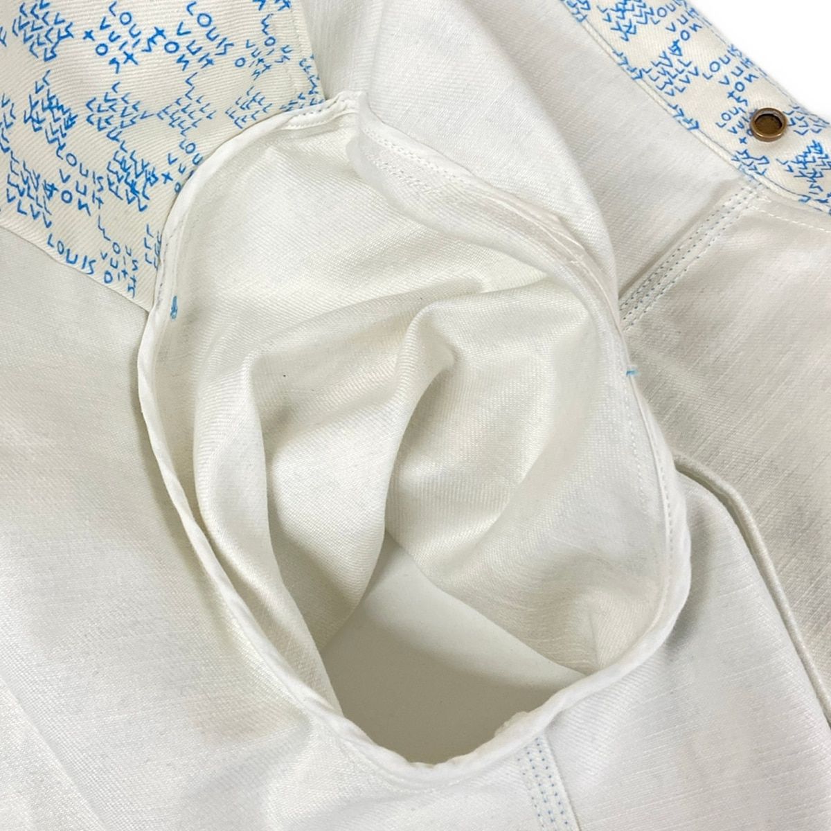 Louis Vuitton Short Sleeve Shirt Wide Denim White Blue Multi Cotton L — view 8
