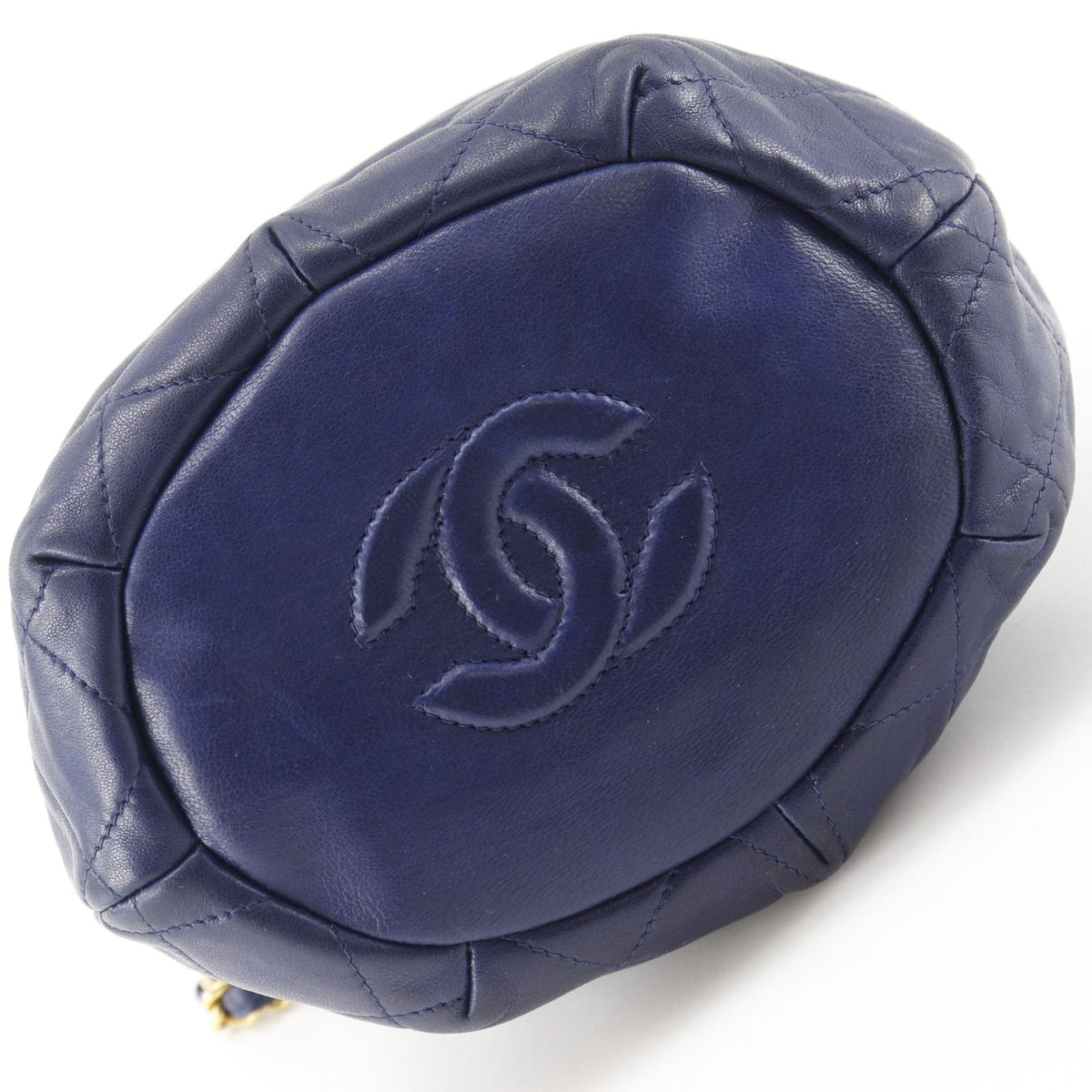 Chanel Quilted Drawstring Vintage Lambskin Navy Shoulder Bag — view 8