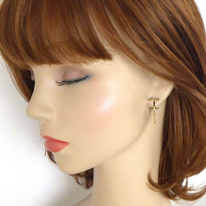 Tiffany & Co Earrings T Wire Hoop Medium 18k Yellow Gold — view 5