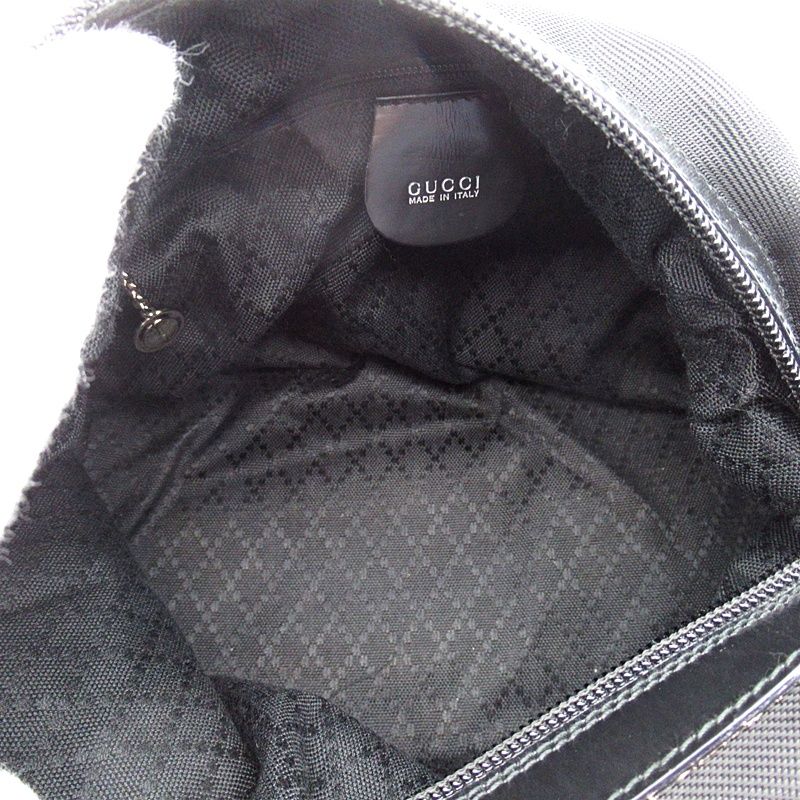 Gucci Bamboo Handbag Nylon Leather Black — view 7