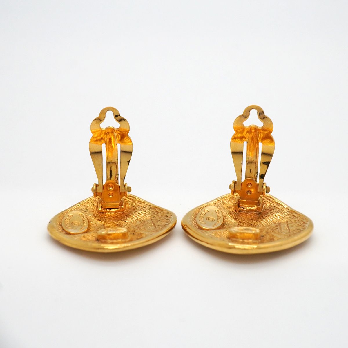 Chanel Earrings Vintage Quilted Diamond Shape Gold Plated — view 7