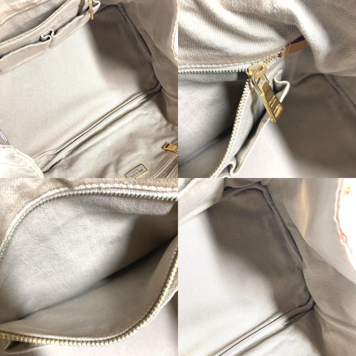 Prada Handbag Canapa Logo Canvas Beige — view 8