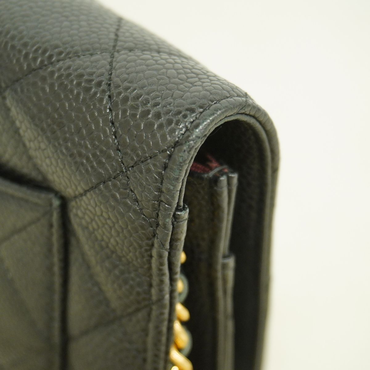 Chanel Wallet on Chain Quilted Caviar Leather Black Gold Shoulder Bag — view 8