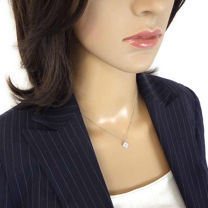 Van Cleef & Arpels Necklace Sweet Alhambra Diamond Total 18K White Gold — view 8