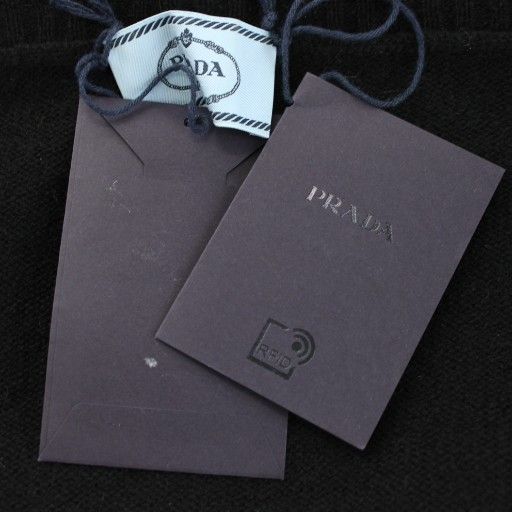 Prada Knit Top Long Sleeve Side Ribbon Black Sweater — view 7