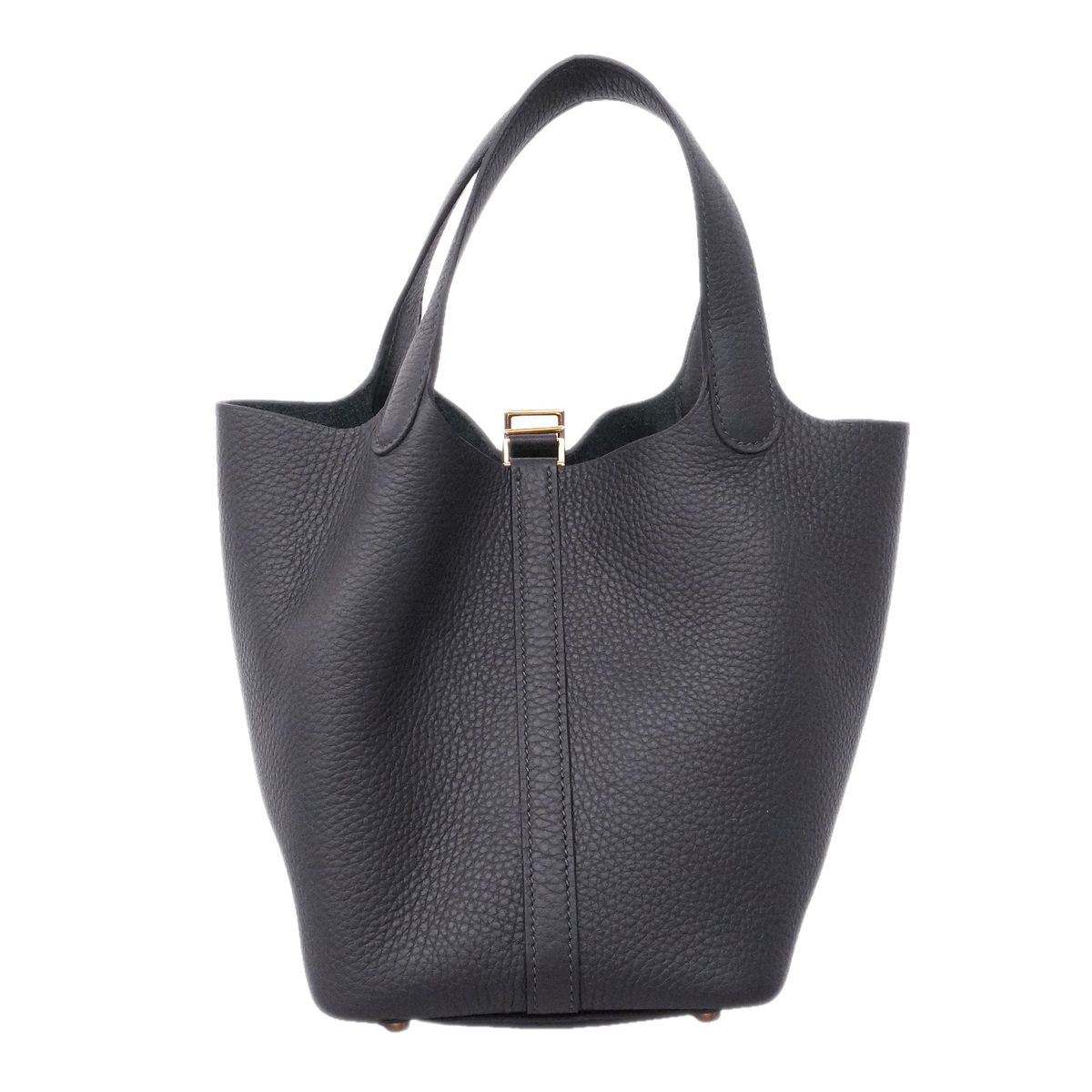 Hermes Handbag Picotin Lock PM Taurillon Clemence Bleu Nuit Gold — view 7
