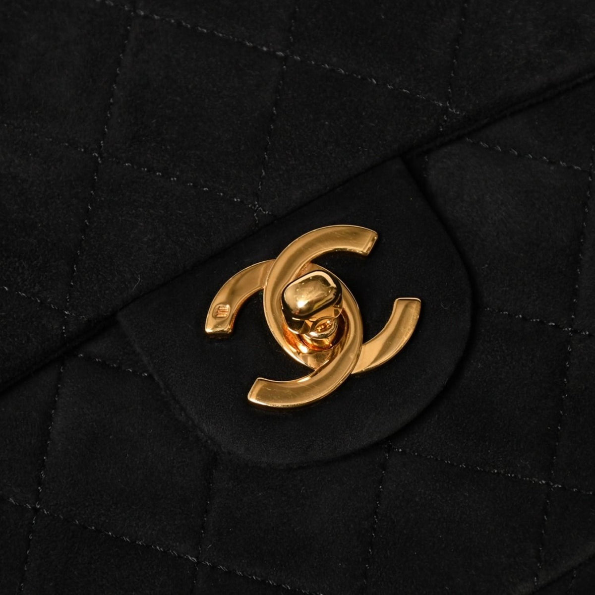 Chanel Mini Square 17 Chain Shoulder Bag Black Suede Gold — view 8