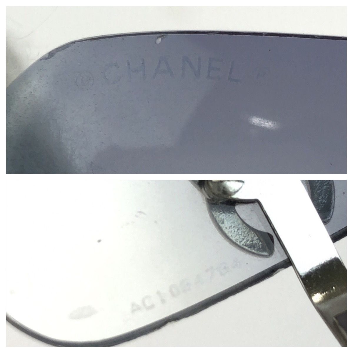 Chanel Rimless CC Logo Blue Silver Metal Acetate Sunglasses Eyewear — view 8