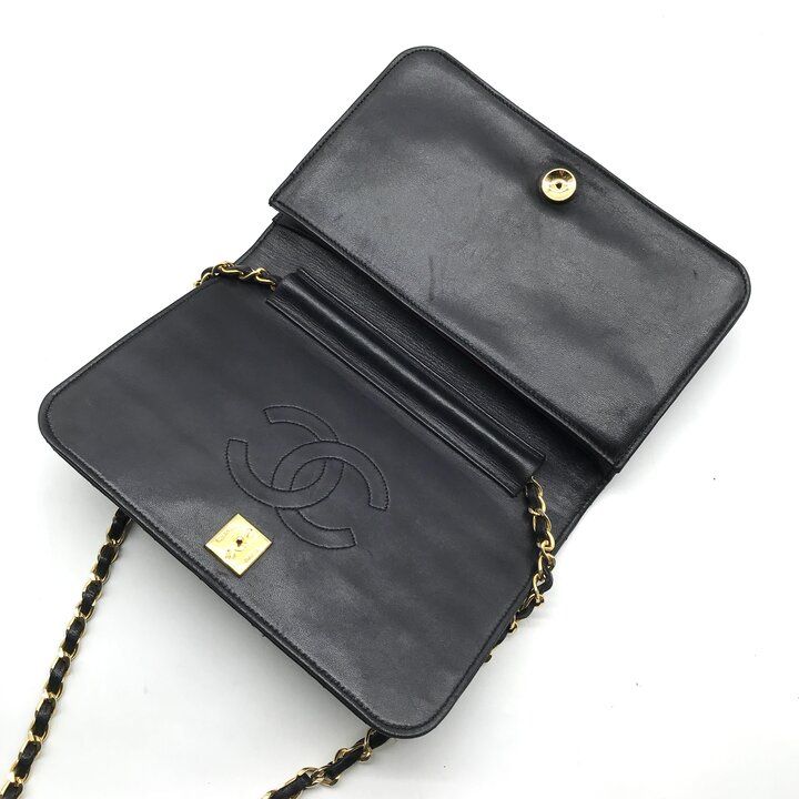 Chanel Quilted Push Chain Shoulder Bag Black — view 8