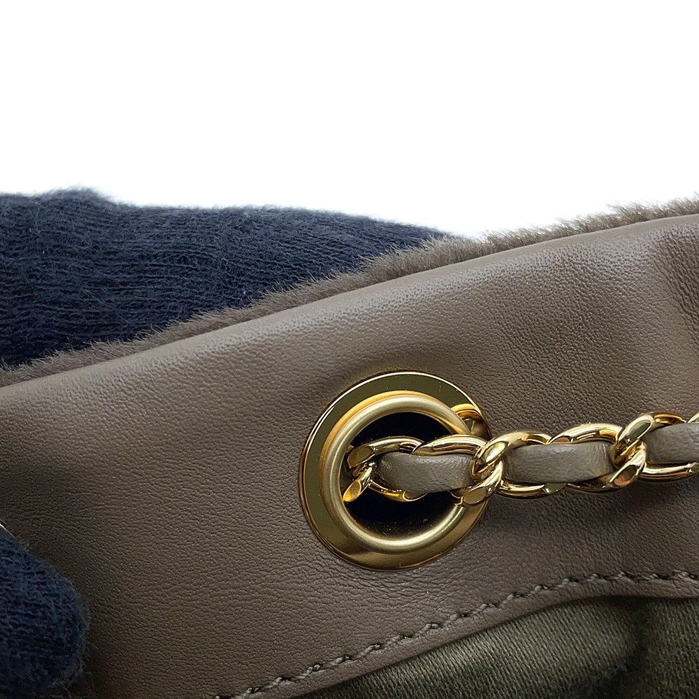 Chanel Chain Shoulder Bag 25 Mini CC Logo Calf Hair — view 8