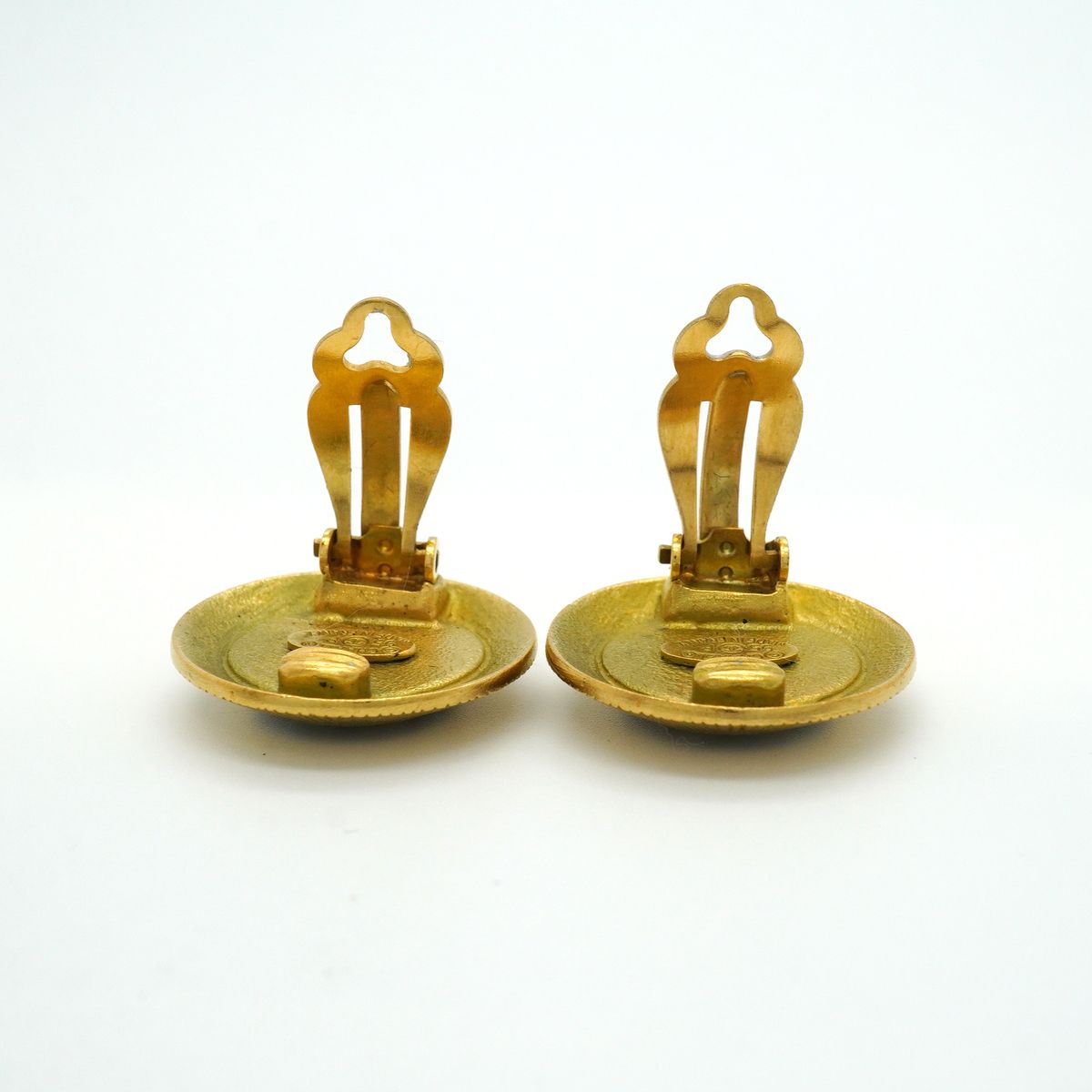 Chanel Earrings Vintage CC Logo Gold Plated Black — view 6