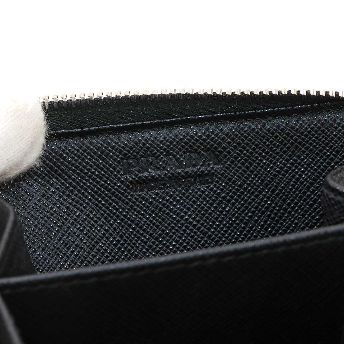 Prada Card Case Coin Purse Fragment Saffiano Leather Nero Black — view 6