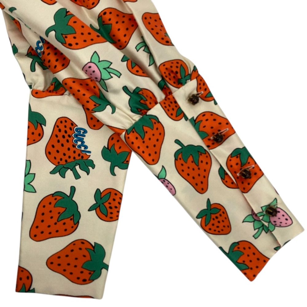 Gucci Strawberry Print Ruffle Tunic Blouse Ivory Spring Summer Fall Winter 36 — view 8
