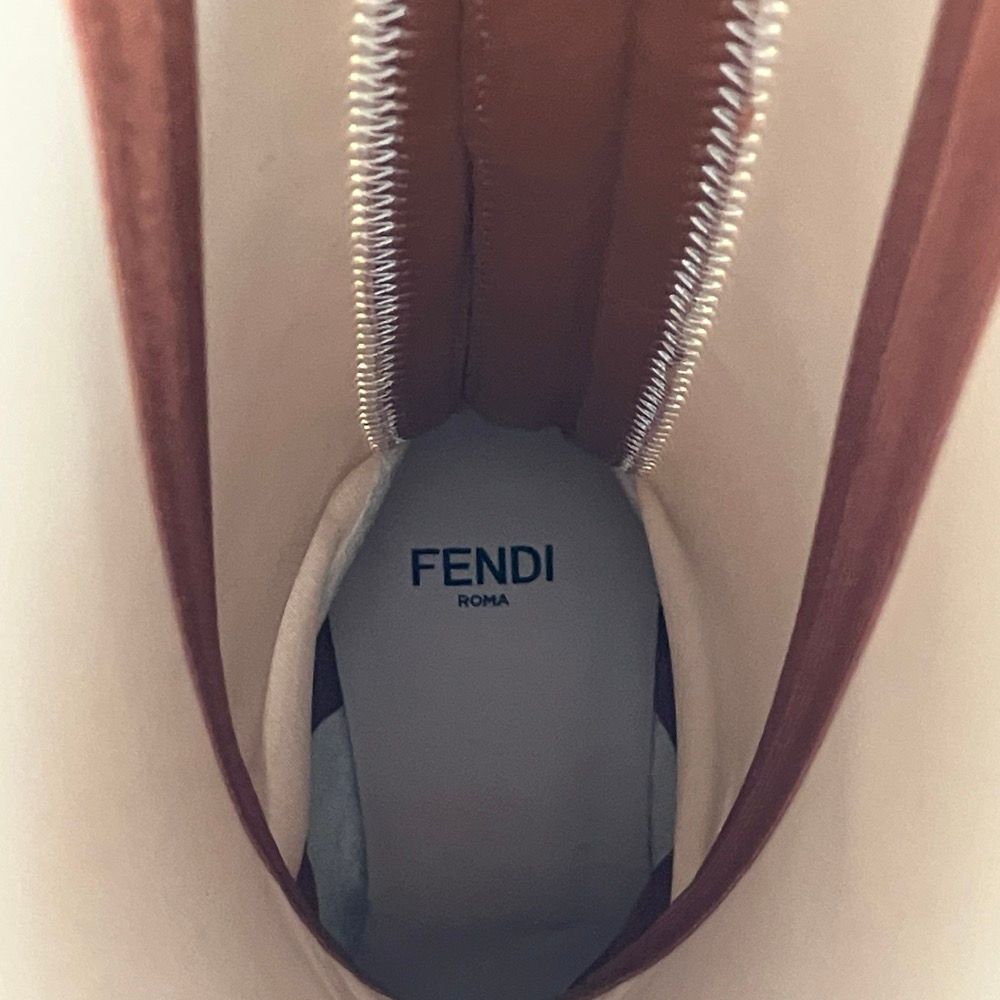 Fendi Coated Neoprene Back Zip Long Boots 36 White Autumn Winter — view 8