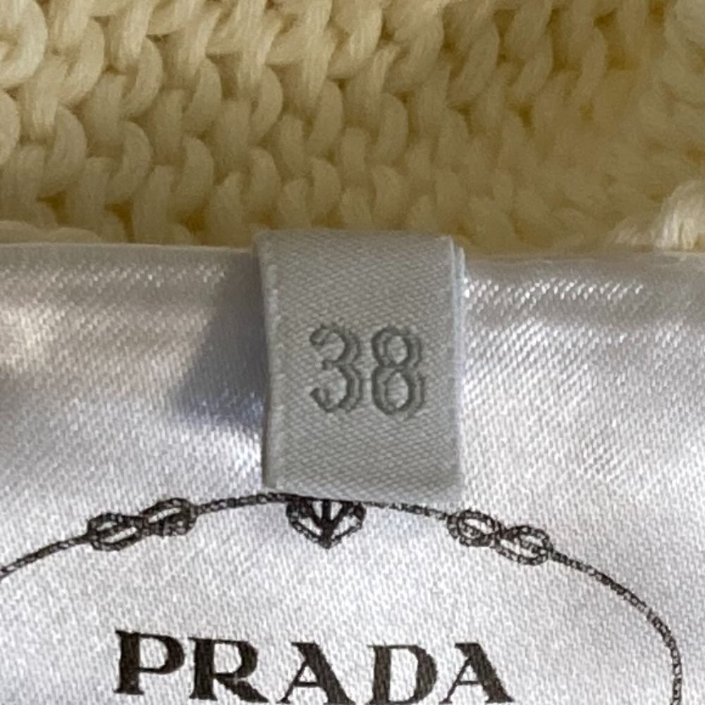 Prada Emblem Button Crew Neck Cable Knit Cardigan White Spring Summer Fall 38 — view 8