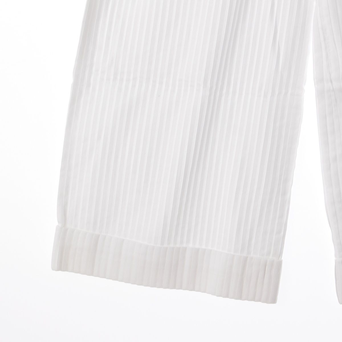 Chanel Cotton Coco Buttons Pleated Wide Pants White 38 — view 8