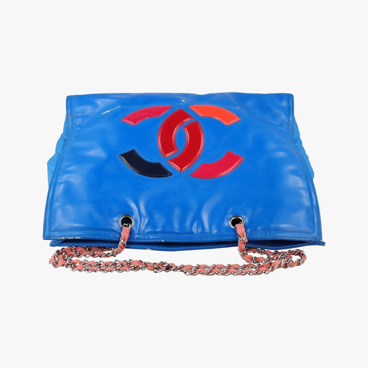 Chanel CC Logo Shopping Blue Patent — view 8
