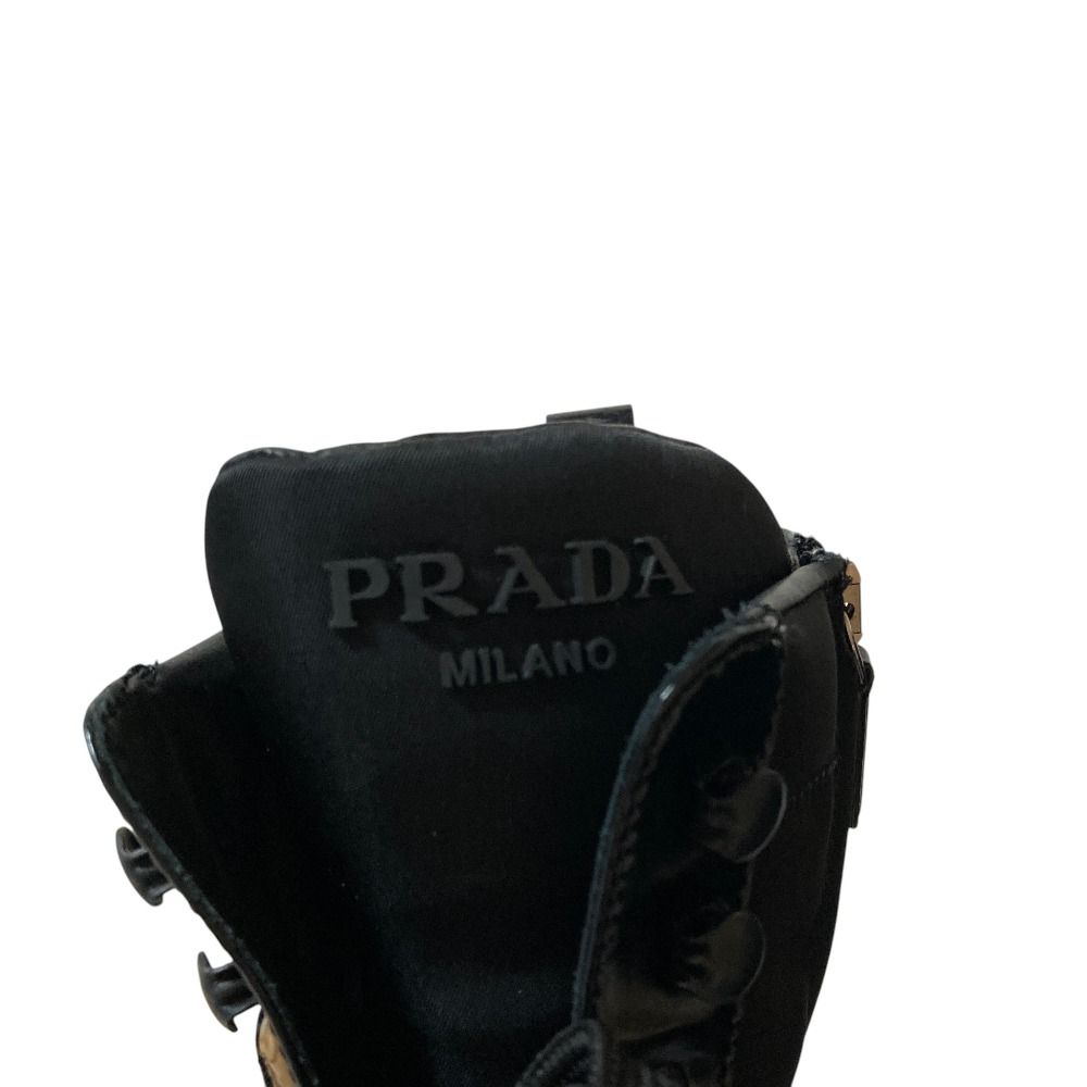 Prada Re-Nylon Triangle Plate Lace-up Boots Black Autumn Winter — view 8